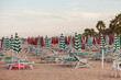 San benedetto Del Tronto, Italy - June 5, 2015 - Tourist Beach umbrellas & seating in Italy