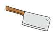 Kitchen butcher knife or meat cleaver in vector icon