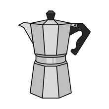 Stovetop Espresso Maker Coffee Pot In Vector Icon