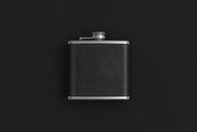 Hip Flask With Leather Cover Mockup. 3d Rendering