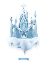 Ice Castle. 3d Vector Object Cartoon Style