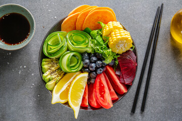 Sticker - Vegan bowl with vegetables in bowl