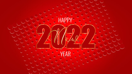 Wall Mural - Happy New Year 2022. Red number on red abstract background. Template for New Year design. Vector illustration