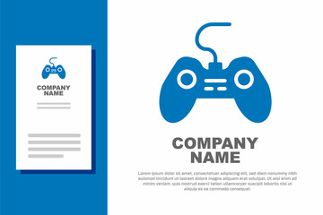 Poster - Blue Gamepad icon isolated on white background. Game controller. Logo design template element. Vector