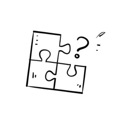 hand drawn doodle missing puzzle question mark icon illustration vector isolated