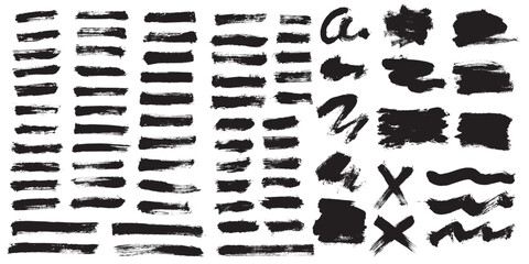 Wall Mural - vector black paint ink brush stroke, line, texture, banner, background.