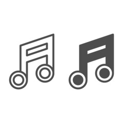 Poster - musical note double quaver line and solid icon, sound design concept, instrumental beam note vector 