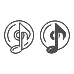 Poster - cd with musical note solid icon, sound design concept, musical note on disk vector sign on white bac