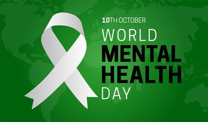 Wall Mural - World Mental Health Day Green Background Illustration