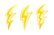 Shiny electric lightnings and flashes in comic style. Cartoon lightnings set. Vector illustration isolated in white background