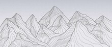 Mountain Line Art Print. Abstract Mountain Contemporary Aesthetic Backgrounds Landscapes. Vector Illustrations