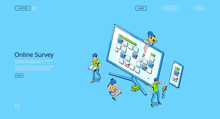 Poster - online survey website. web service with questionnaire, checklist or poll for client feedback, vote a