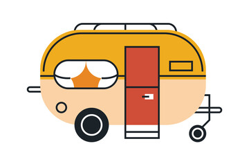 Sticker - orange recreational vehicle caravan