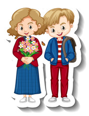 Poster - Couple children cartoon character sticker