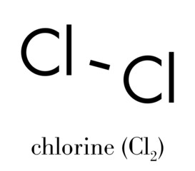 Canvas Print - Elemental chlorine (Cl2). Skeletal formula.