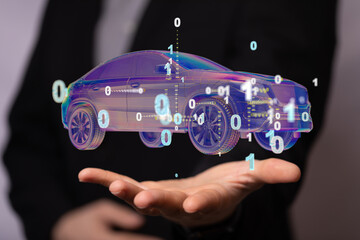 Poster - Energy car concept. Vehicle EV charge battery electric