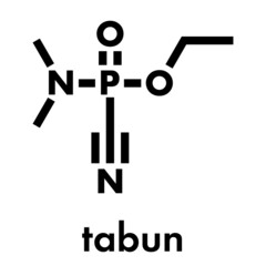 Wall Mural - Tabun nerve agent molecule (chemical weapon). Skeletal formula.