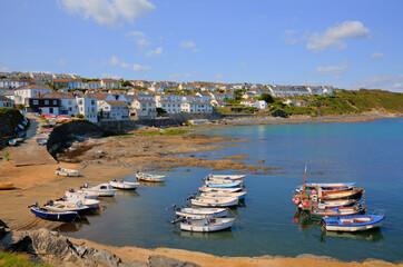 Poster - Portscatho Roseland Peninsula Cornwall south west UK harbour with boats Cornish coast 