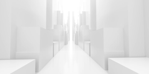 Poster - white abstract black city mock-up template wallpaper 3d render illustration