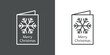 Periodo navideño. Logotipo con texto Merry Christmas en tarjeta de felicitación con copo de nieve con lineas en fondo gris y fondo blanco