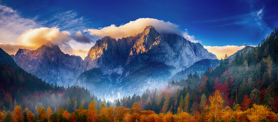 Triglav mountain peak at sunrise