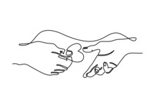 Continuous One Line Drawing Of Parent Giving Love Heart Shaped To Child. Mom And Dad Loving Care Parenting Concept. Family Insurance Sign Symbol. Charity Day One Line.