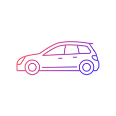 Poster - Hatchback gradient linear vector icon. Cheap sports car. Auto with two-box design. Vehicle with hinged rear door. Thin line color symbol. Modern style pictogram. Vector isolated outline drawing