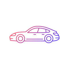 Poster - Sports sedan gradient linear vector icon. Luxury passenger vehicle. Four-door sports automobile. Stylish car. Thin line color symbol. Modern style pictogram. Vector isolated outline drawing