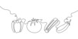 © sahs94 - Vegetables one line set. Continuous line drawing of tomato, bell pepper, zucchini, eggplant.