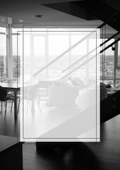 Poster - White banner with copy space against interior of a modern house