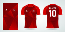 Red Sports Jersey Template For Team Uniforms And Soccer T Shirt Design