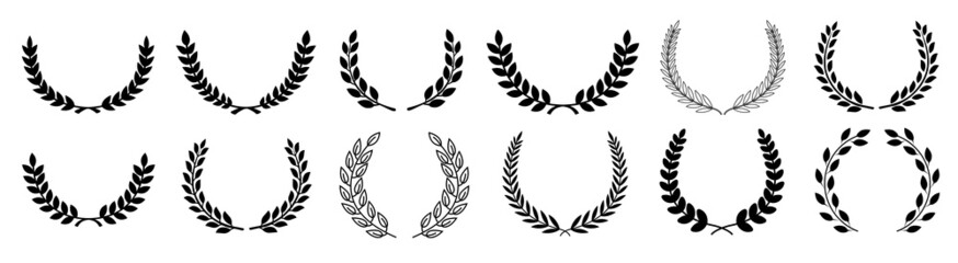 Wall Mural - circular laurel foliate vector icon