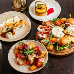 Wall Mural - meat and vegetables on a plate. menu. top view