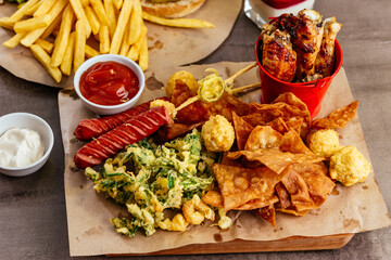 Wall Mural - meat and vegetables on a plate. menu. top view