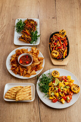 Wall Mural - meat and vegetables on a plate. menu. top view