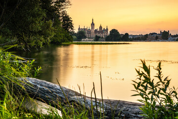 Wall Mural - Summer evening at lake Schwerin