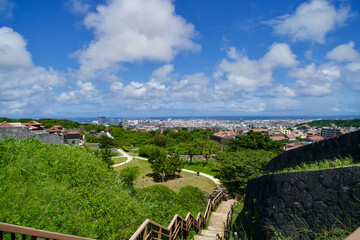 Poster - The view of Naha city from observation spot in Shuri castle called 