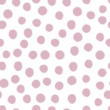 Seamless pattern with pink dots on a white background. Used for wallpaper, paper, fabric and prints.