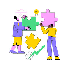 Poster - Teamwork power abstract concept vector illustration. Effective team-working, project delivery, team members skills, teamwork solutions, effective collaboration, goal achievement abstract metaphor.