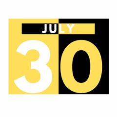 July 30 . Modern daily calendar icon .date ,day, month .calendar for the month of July