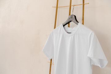 Wall Mural - Plain white cotton t-shirt on hanger for your design