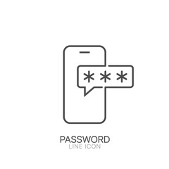Poster - Smartphone with password field vector line icon
