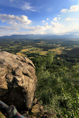 Wall Mural - View from Krzyzna Gora (654 m above sea level) in the area of Rudawy Janowickie (Mountains in south-west Poland, Europe), Sniezka Mountain visible in the background.