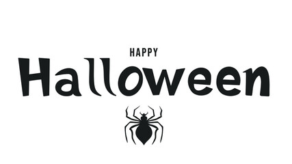 Happy Halloween Day hand written calligraphy with spider in Halloween day isolated on white background , Flat Modern design , illustration Vector EPS 10