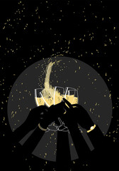 Wall Mural - Celebration toast with champagne at night party