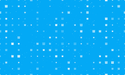Poster - Seamless background pattern of evenly spaced white gift box with a question symbols of different sizes and opacity. Vector illustration on light blue background with stars