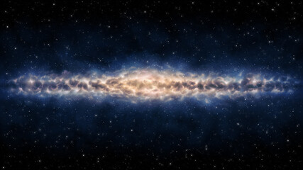 Wall Mural - background of a galaxy seen horizontally in the middle of the universe full of stars. realistic illu