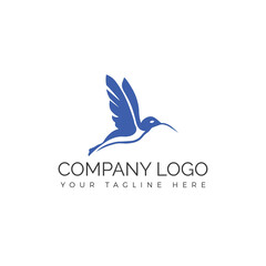 Wall Mural - blue hummingbird flying modern logo