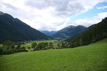 Lush Green Meadows In Mölltal Valley In Austria