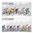 Vector postcards with cyclists